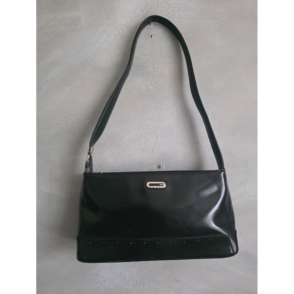 Y2K Guess Black Shiny Shoulder bag Rectangular Silhouette Minimalist 11x5